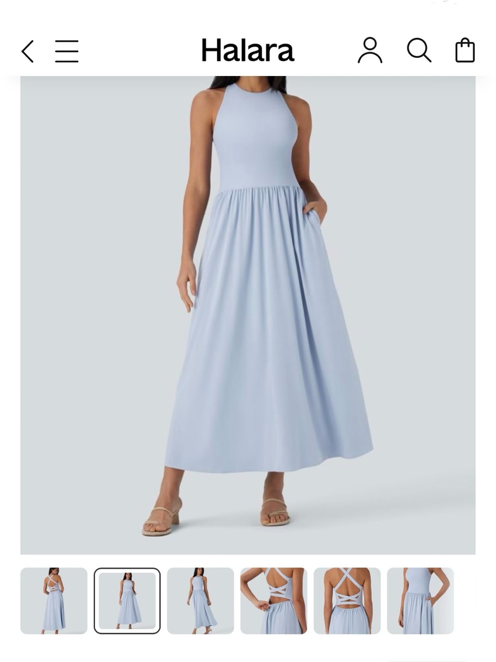 Breezeful™ Quick Dry Maxi Casual Dress with Pockets in Ballad Blue medium